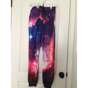 A1DEAONE Adult Unisex Galaxy Space Print Jogger Pants Active Size M Multi-Color